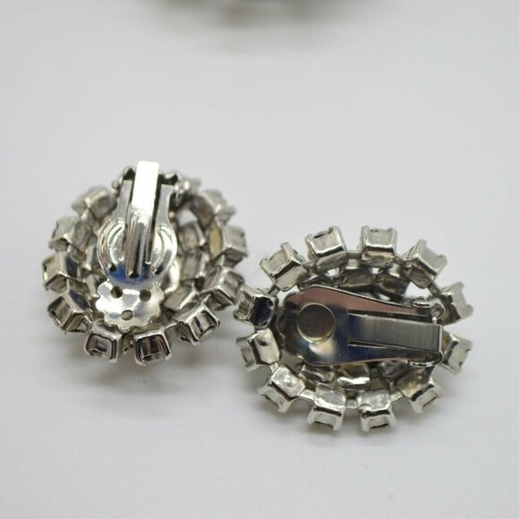 Clear Rhinestone Rhodium Silver Tone Large Flower - Picture 6 of 6